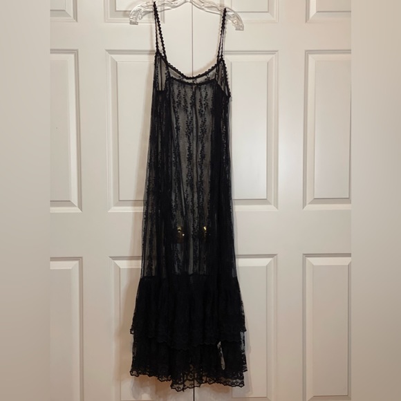 Free People Look At You Black Embroidered Maxi Slip Dress NEW - Picture 6 of 6